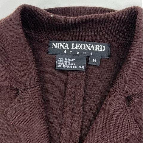 Vintage 90s Nina Leonard Wool Blend Knit Duster Shirtdress Sz M NWT