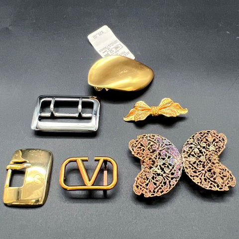 Vintage Belt Buckle Lot 6pc Ilana Goor Mimi di N Jos A Bank Solid Brass Filigree