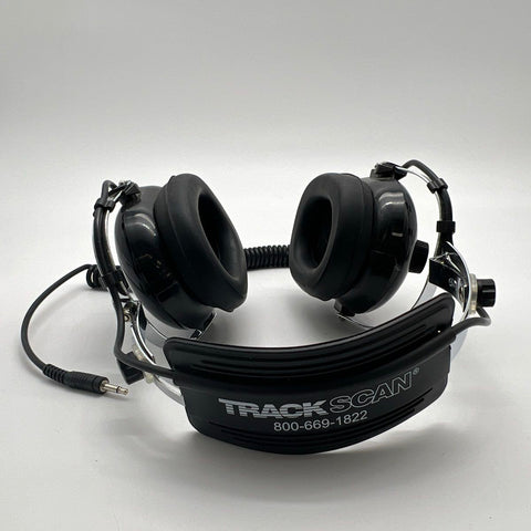 Vintage Track Scan Racing Scanner Headphones Wired Coiled Cable Tested Working