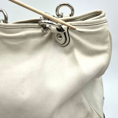 Coach Off-White Leather 2012 Audrey Satchel Tote Bag Silver Hardware 17924