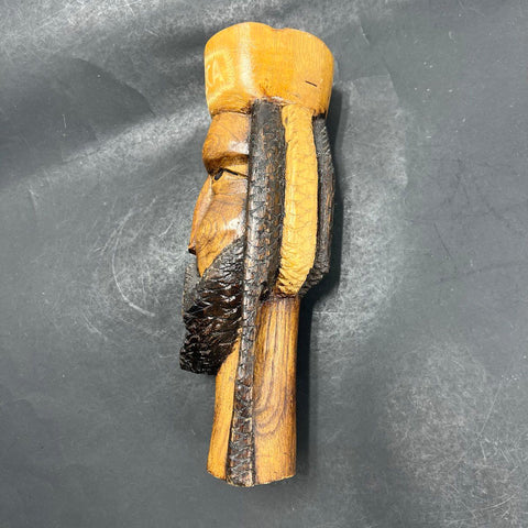 Vintage Hand Carved Wood Jamaican Rastafarian Man Bust Sculpture Folk Art 9"