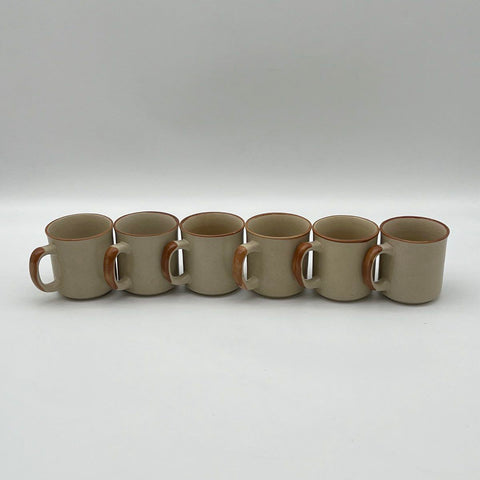 Vintage Stoneware Mugs Set of 6 Floral Hand Painted Earth Tones Boho 4 -  Shop Thrift World