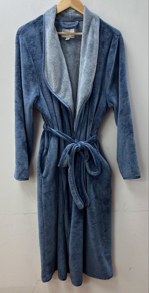 Koolaburra by UGG Women's Blue Plush Fleece Shawl Collar Belted Robe Size XL