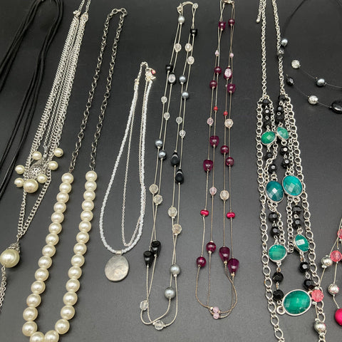 Vintage & Modern Costume Jewelry Lot of 12 Necklaces Faux Pearl Beaded Boho