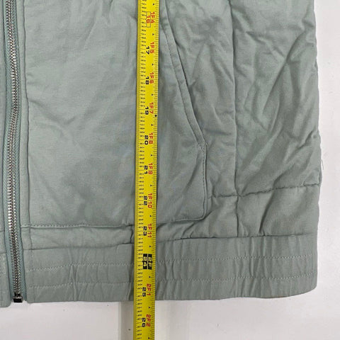 Allfenix Women's Quilted Bomber Jacket Sage Green Cotton Full Zip Size M