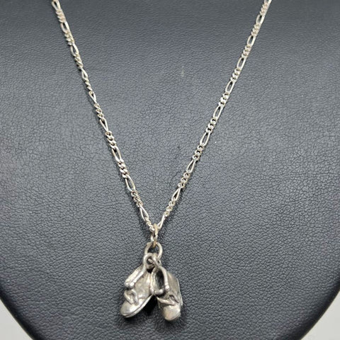 Sunwest 925 Sterling Silver Baby Booties Charm Necklace 6.32g