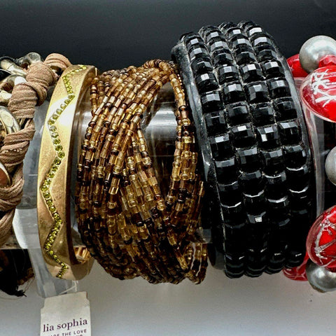 Lia Sophia Boho Eclectic Jewelry Lot 30 Bracelets Bangles Cuffs Beaded