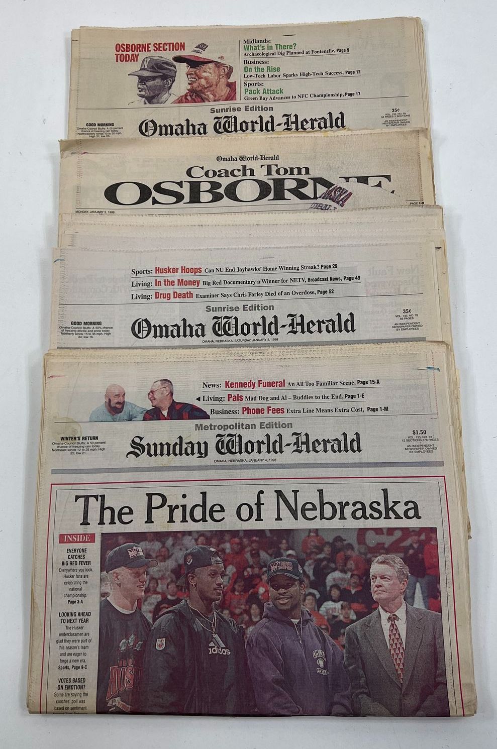 Collectible 80s-90s NE Huskers Osborne Memorabilia Lot Newspapers Book Magazines