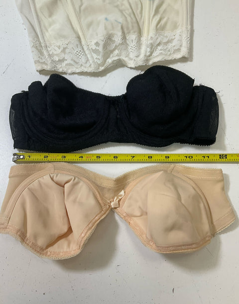 Vintage Women's Black Beige White 3 Strapless Bras 34B & 36B Bali Warners
