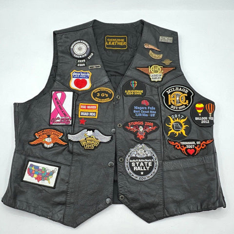 Vintage H.O.G. Harley Owners Group Leather Biker Patch Vest Pins Sz 2XL