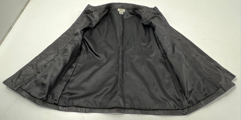 Brooks Brothers 346 Women's Black 100% Leather 4-Button Tailored Jacket Size S