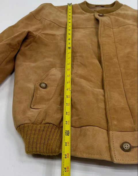 Vintage 70s Cresco Tan Suede Leather Bomber Flight Jacket Men's 40