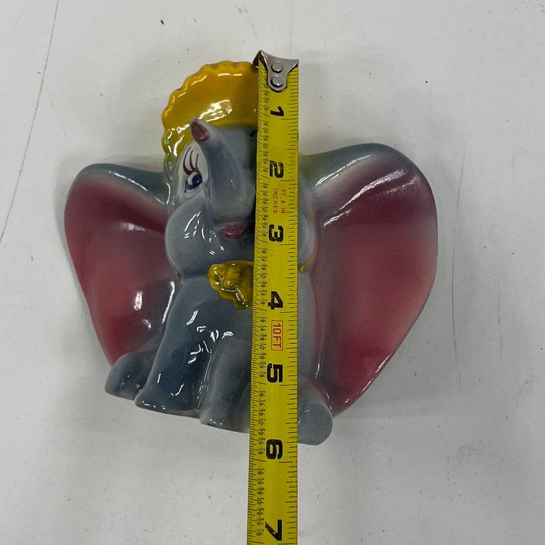 Vintage Collectible Dumbo Elephant in Bonnet Painted Ceramic Figurine *Chipped