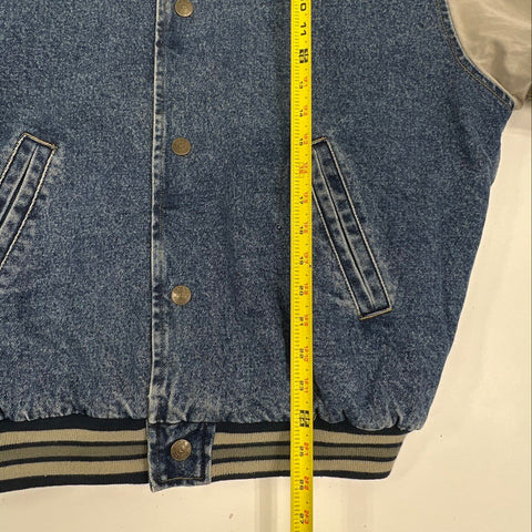 Vintage 90s Gateway Computer Denim Varsity Jacket Employee Promo GEAR Sz S