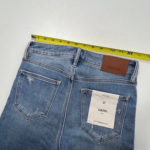NWT Hidden Jeans Happi Crop Flare Raw Hem Distressed Jeans Women's Size 27