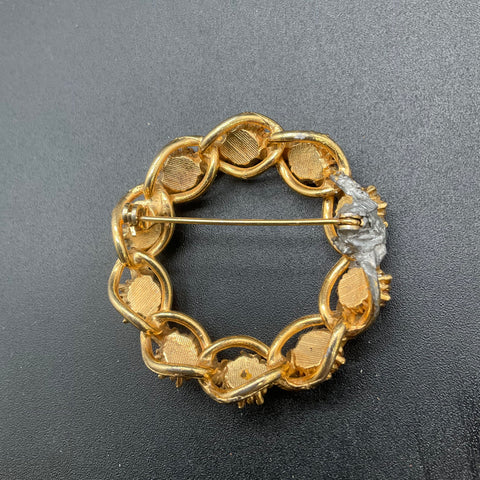 Vintage Costume Jewelry Lot of 9 Gold Tone Brooches Floral Leaf Bow Faux Pearl