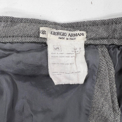 Vintage 90s Giorgio Armani Women's Gray Wool Pleated Midi Skirt Sz 12