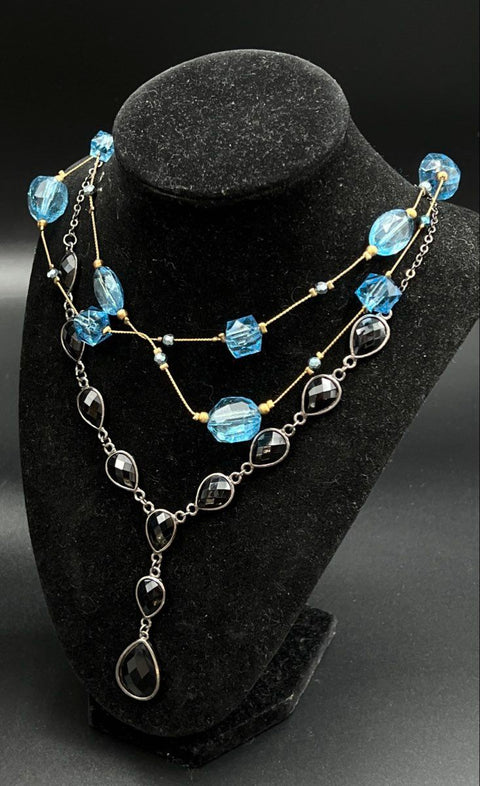 Fashion Costume Statement Jewelry Necklace Lot of 7 Bib Faux Pearl Floral Blue