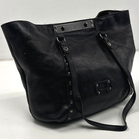Patricia Nash Black Leather Studded Large Tote Shoulder Bag Purse