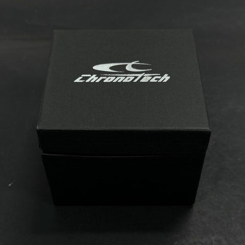 Chronotech 2188L Stainless Steel Watch Light Blue Sunray Dial Leather Strap Box