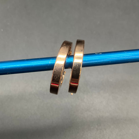 Milor Italy Bronze Hoop Earrings Polished Flat Edge Round Design 1"