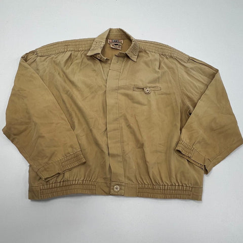 Vintage 80s Bis Gene Ewing Khaki Cotton Dolman Sleeve Bomber Jacket Womens S