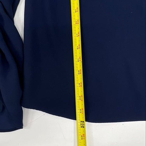 Trina Turk NWT Women's Veda Boat Neck Top Navy Blue Ruched Sleeve Sz M
