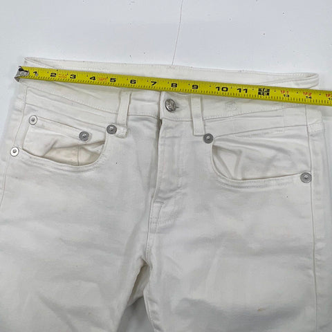 R13 Women's Boy Skinny Jeans White Denim Made in Italy Size 26