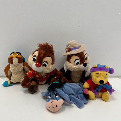 Disney Chip & Dale Winnie the Pooh Eeyore Professor Owl Plush Lot of 5 Vintage