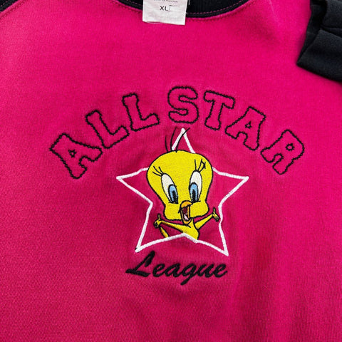 Looney Tunes Kids Sweatshirts Lot of 2 Tweety Bird Purrfect Red Pink Sz M XL