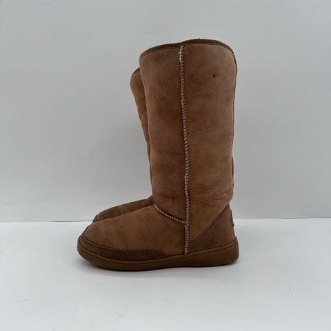 Minnetonka Sheepskin Tall Suede Winter Boots Chestnut Brown Women's Size 8