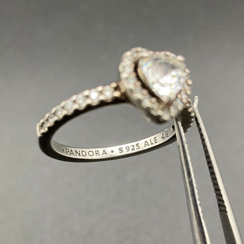 Pandora S925 Sterling Silver Elevated Heart Halo CZ Ring Size 48 / US 4.5