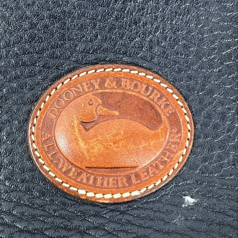 Vintage 90s Dooney Bourke Black Tan All Weather Leather Satchel Crossbody Bag