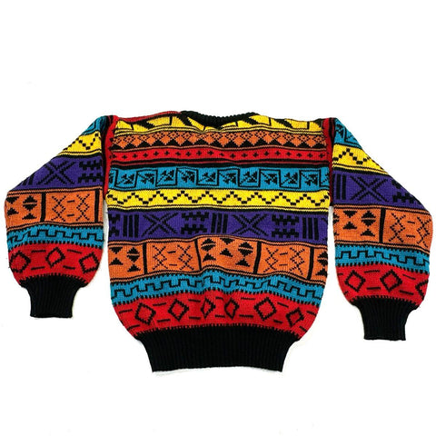 Vintage 90s Saggon Copper Mountain Geometric Knit Sweaters Portugal Lot 2 Sz 7