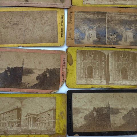Vintage 18 Piece Stereoscope Card Lot Kilburn Underwood San Francisco Niagara