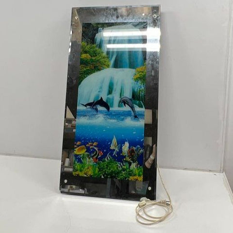 Vintage Lighted Motion Waterfall Mirror Sound Dolphins Ocean Scene Wall Art