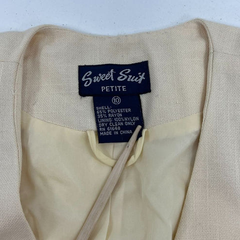 Sweet Suit Cream Vintage 90s Double Breasted Skirt Suit Set Women's 10 Petite
