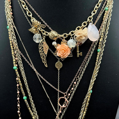 Vintage to Modern Fashion Necklace Lot Owl Enamel Statement Costume Jewelry