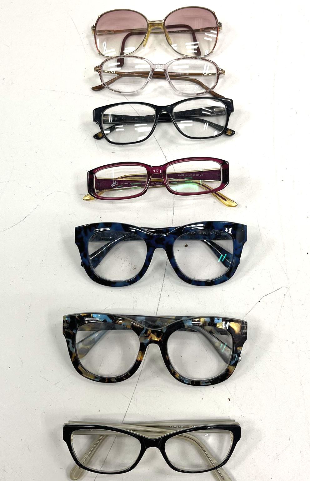 Lot of 13 Mixed Eyeglass Frames Glasses Reading Aviator Cat Eye Parts Crafts