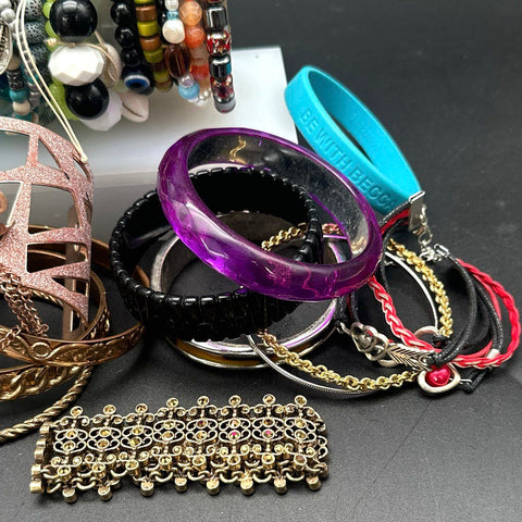 Costume Jewelry Lot Vintage to Modern Fashion Bracelets Cuffs Beaded Bangles