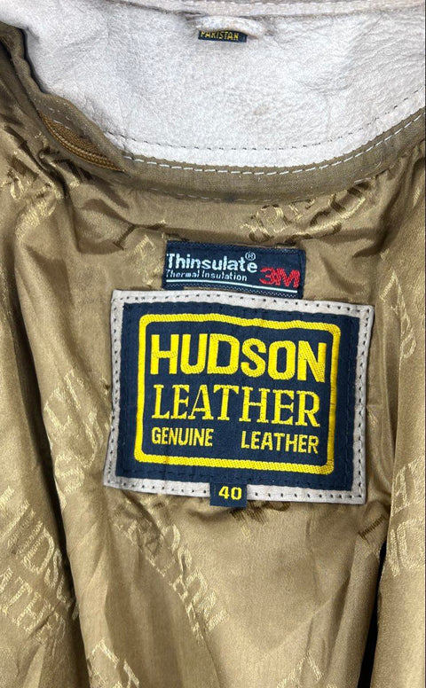 Vintage 90s Hudson Leather Men's Tan Moto Motorcycle Jacket Thinsulate Size 40