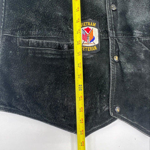 NRA Gear Authentic Men's Suede Leather Vest Vietnam Veteran Patch Sz M