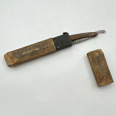 Vintage Wester Bros De-Fi 34 Straight Razor Solingen Germany Anchor Case