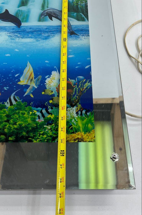 Vintage Lighted Motion Waterfall Mirror Sound Dolphins Ocean Scene Wall Art