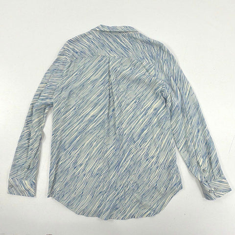 Equipment Femme Women's Blue Cream Abstract Stripe Viscose Button Down Blouse L