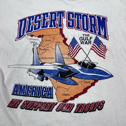 Vintage 1991 Desert Storm Gulf War T-Shirt Single Stitch Fruit of the Loom Sz XL