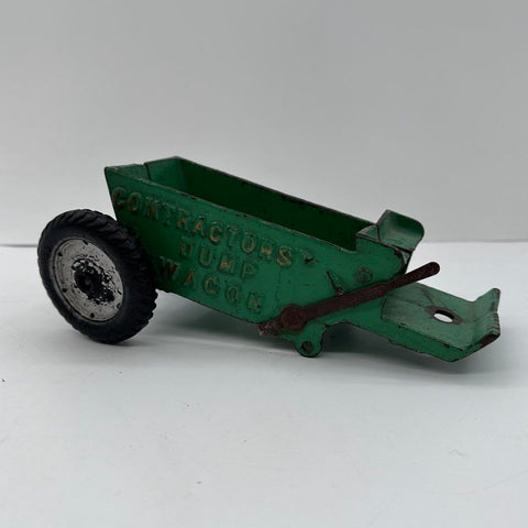 Vintage Arcade Toy Cast Iron Contractors Dump Wagon with Horse Team Green