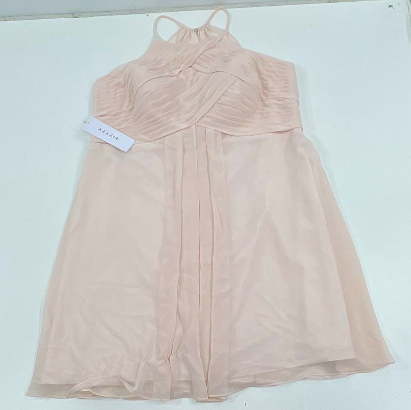NWT Azazie Rose Petal Pink Adriana Pleated Bridesmaid Dress Gown Womens A22