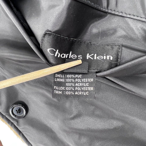 Vintage 90s Charles Klein Brown Faux Fur Collared Button Front Coat Sz L