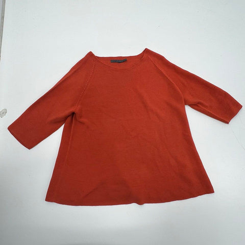 Oska Women's Burnt Orange Cotton Knit A-Line Sweater Boat Neck Size 3